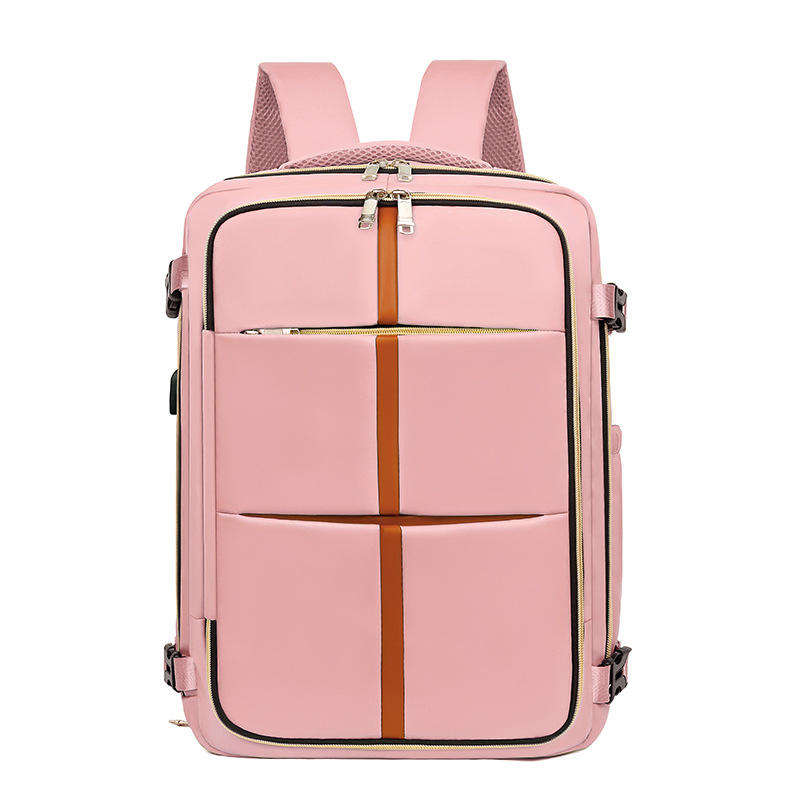 New Denim Super Large Capacity Double Shoulder Luggage Bag MultiFunction Travel USB Interface Simple Solid Color Laptop Backpack