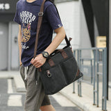 Business Canvas Tote Crossbody Shoulder Bag with String Closure Student Casual Backpack Trendy Laptop Outdoor Travel Bag