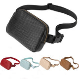 Trendy New Vegan Leather Crossbody Waist Pack Sling Style with Belt and Box Pattern Waist Bags for Travel