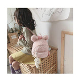 Kids School Backpack Small Solid Color Plush Rabbit Bear Lightweight Backpack Plush Gifts Solid Color School Bag
