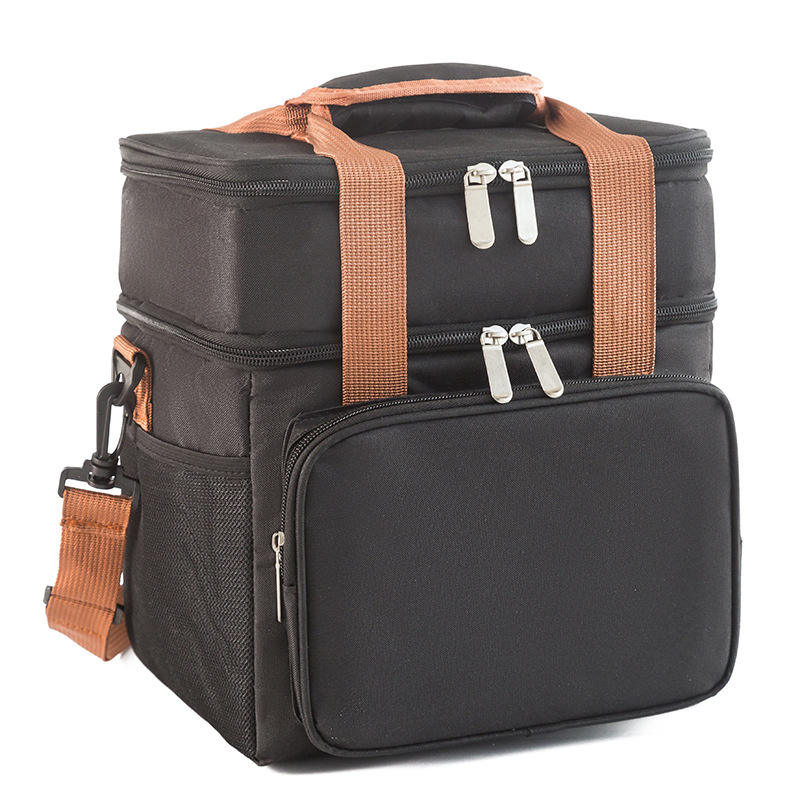 Large Capacity Double Layer Insulated Lunch Bag Waterproof Oxford Material Food Ice Cooler Crossbody Outdoor Picnic Letter