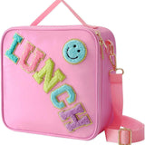 Cross-Border Popular Outdoor Portable Insulated Aluminum Film Lunch Bag Fashion Embroidered Letter for Smiley Face Cooler Bags
