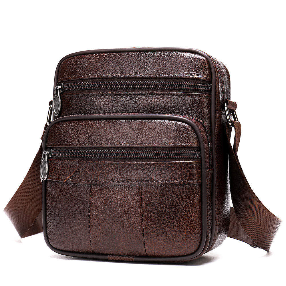Men's High-End Trendy First-Layer Cowhide Genuine Leather Crossbody Bag Vertical Casual Fashionable Trendy