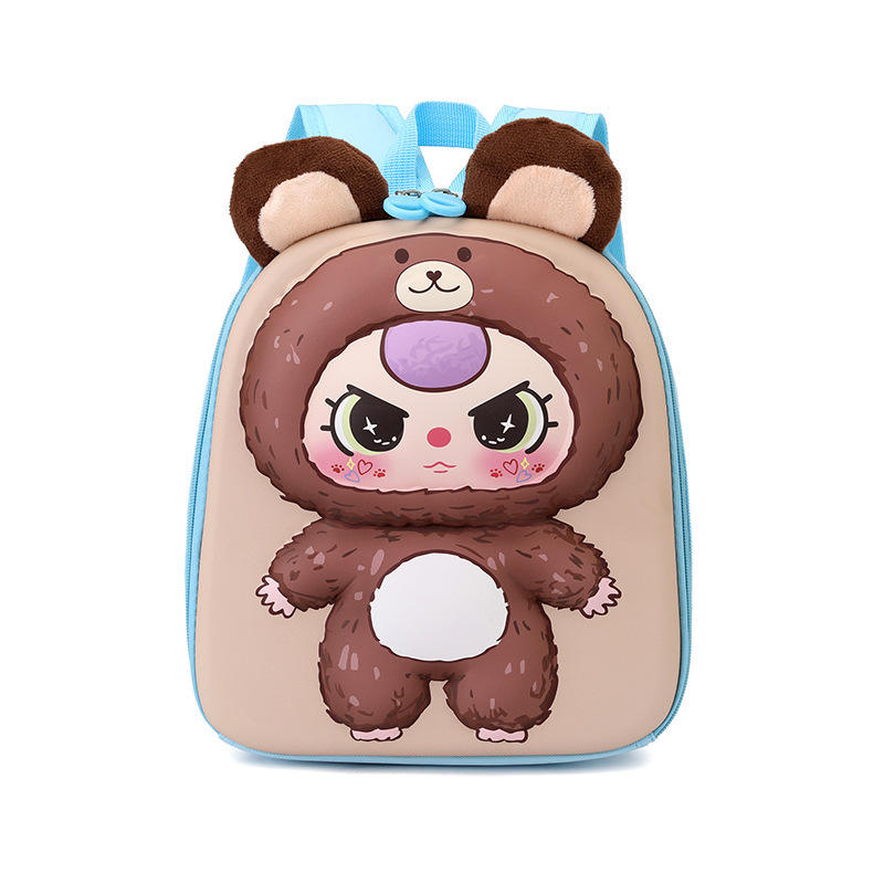 Cute Children's School Backpack Zipper Plush Doll Design Big Ears Anime Cartoon Style Super Lightweight Kindergarten School Bag