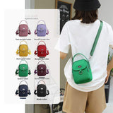 Shoulder Bag Women's Casual Multi-Layer Zip Closure Portable Nylon Cloth Polyester Lining Small Mobile Phone Bag Fashionable PU