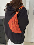 Crossbody Bag Women Casual Bag Spring New Niche Versatile Ins Waist Bag Trendy Sports Kumquat Solid Color Chest Bag