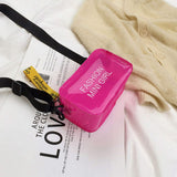 Letter Printed Mini Shoulder Messenger Bag PVC Handbags Women Clear Jelly Purse Fashion Girl Purses Transparent Candy