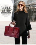 Crocodile Leather PU Fashion Large Ladies Crossbody Shoulder Bag Women Handbag Waterproof PU Women Square Handbag