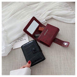 Cosmetic Bag Fashionable Portable Mini Lipstick Makeup Bag Small Cross-Body PU Storage Mirror Waterproof PC for Powder Storage