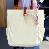 Pickleball Racket Bag Outdoor Portable Shoulder Handbag Tote Tennis Racket Storage Backpack Large-Capacity Canvas Beige Gym Bag