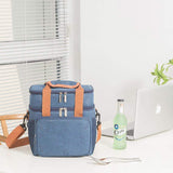 Large Capacity Double Layer Insulated Lunch Bag Waterproof Oxford Material Food Ice Cooler Crossbody Outdoor Picnic Letter