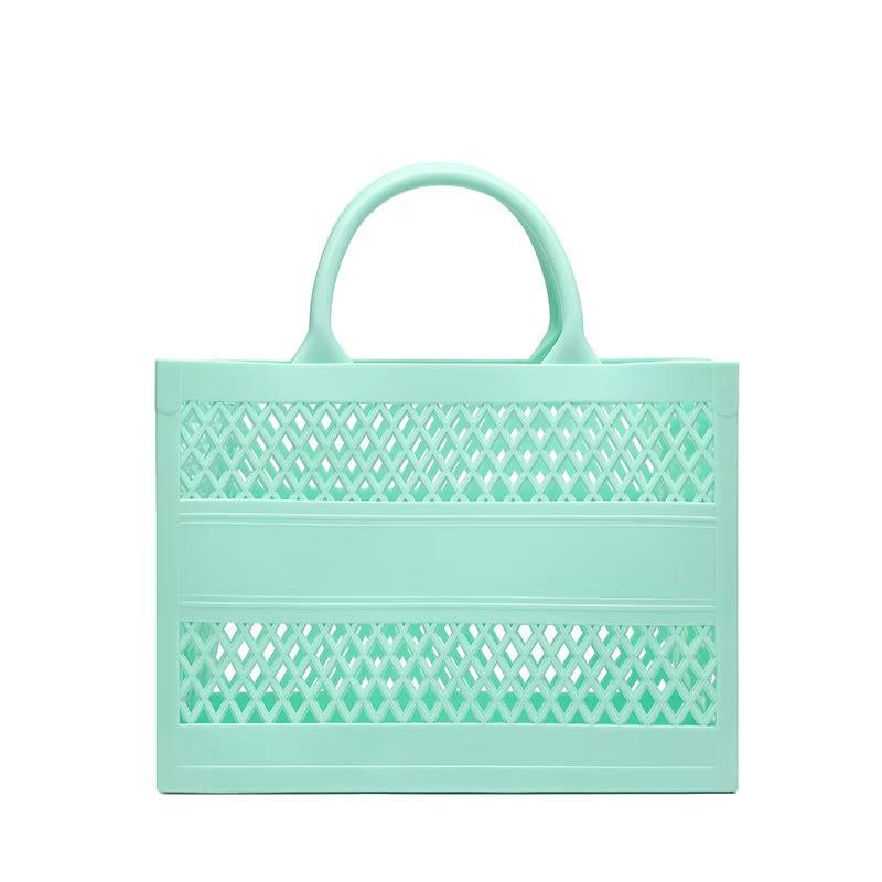 Summer Shopping Basket HandHeld PVC Bag Jelly Bag Large Capacity Storage Candy Color Hollow Easy Wash Dirt-resistant Fashion Bag