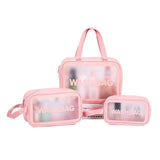 Foldable Lady Travel Zipper Cosmetic Bag Transparent Vinyl Waterproof Beach Toilet Wash Bag Clear TPU PVC Letter