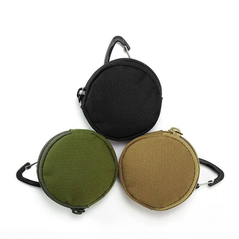 MINI Outdoor Multifunction Key Hanging Wallet Round Zipper Pocket Carry Camping Small Bag Triangle Hook Change Wallet Pouch