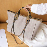 Handbags Shoulder Women Beach Bags Large Capacity Canvas Tote Bag With Chain