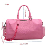 Compatible for Large Capacity Retro Crocodile-Textured Duffel Bag with Adjustable Shoulder Strap, Stylish Gym