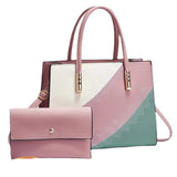 New 2-Pieces of the Mother's Handbags for Ladies Girls Pure Color Handbags Fashion Luxury PU Leather Purses