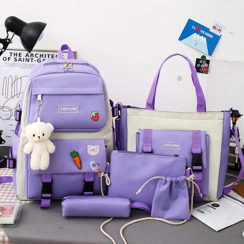 High Quality Kids Student's 5-piece Backpack for Girls Boys Travel Waterproof Backpack School Bags