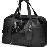 Large Capacity Men's Crossbody Sports Bag with Dry Wet Separation New PU Zipper Handbag for Short Business Travel Black Color