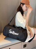 Letter Print Colorful Waterproof Sports Gym Travel Spend a Night Weekend Women Overnight Duffle Duffel Bag with Shoe Compartment