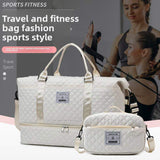 Large Capacity Weekender Travel Bag With Wet Pocket Shoes Compartment 2pcs Carry on Duffel Tote Bag Set With Small Handbag