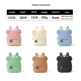 Plush Zipper Backpack Fashionable Casual Ear Little Bear Cartoon Cute Bear Embroidered Name Autumn Winter Children's Backpack