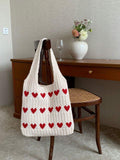 New High-End Exquisite Woolen Hand-Held Shoulder Bag Women's Fashion Cross-Border Knitted Woven Shopping Bag
