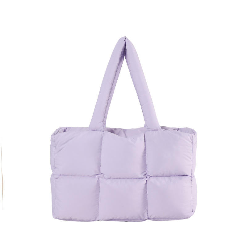 Herald Puffer Tote Bag for Women, Large Quilted Puffy Handbag Lightweight Satchel Purse for Work Travel Gym Shop