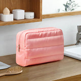 Large Capacity Quilted Cosmetic Bag Portable High-End Polyester for Business Trip Female Makeup Brushes Toiletry Storage