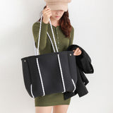 Hot Sale Large Capacity Neoprene Tote Bag for Women Casual Style Travel Shoulder Bag Chains Print Rivet for Pool Beach