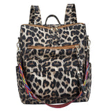 PU Leather Leopard Print Retro Fashion Soft Waterproof Zipper Closure Polyester Casual New Style Convertible Backpack for Girls