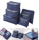 6 Pcs Fashionable Polyester Compression Luggage Organizers Travel Bag Packing Cubes with Zipper Closure