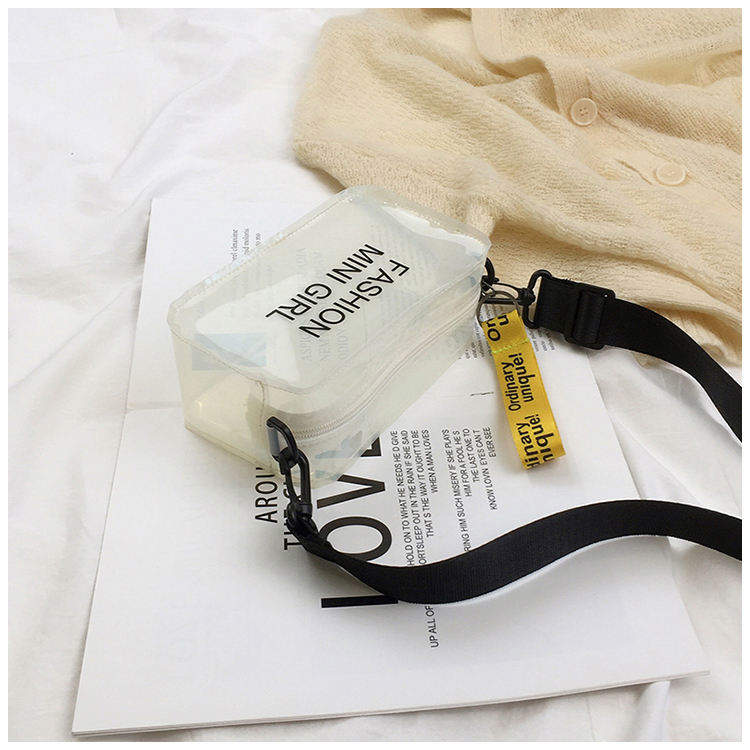 Letter Printed Mini Shoulder Messenger Bag PVC Handbags Women Clear Jelly Purse Fashion Girl Purses Transparent Candy