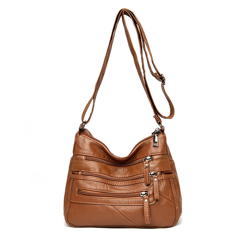 Fashion Luxury Unisex PU Handbag Messenger Shoulder Bag with Zipper Closure Letter Decoration Waterproof