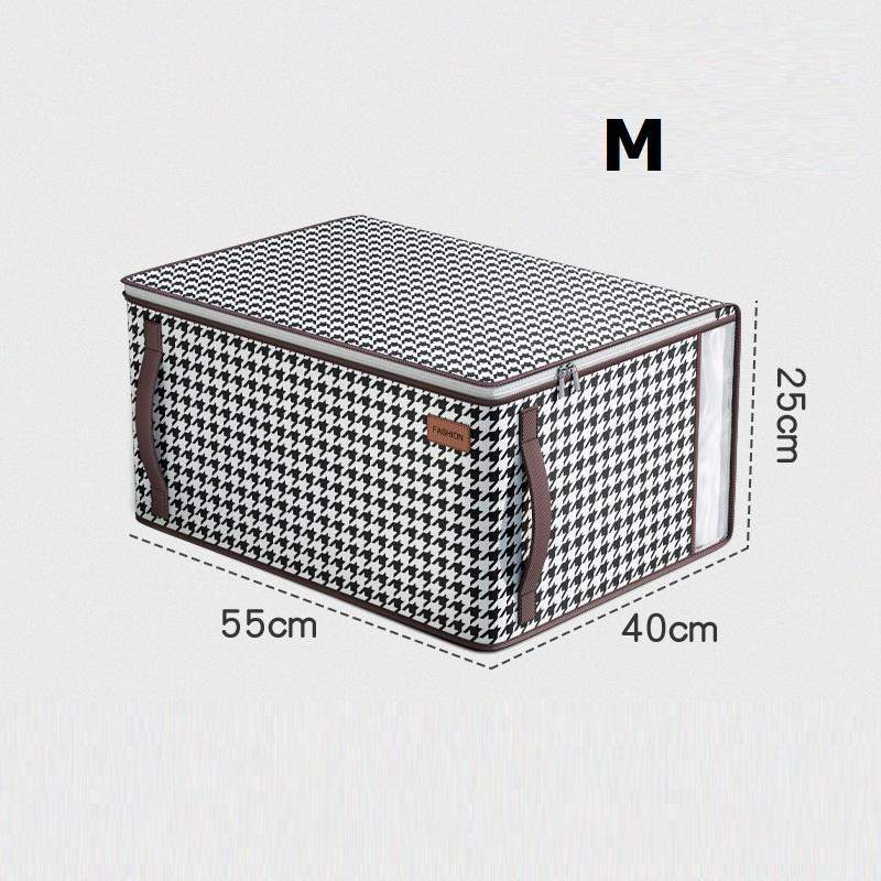 Collapsible Wardrobe Clothes Organizer Storage Box with Handles Zipper Lid Viewable Window Quilt Storage Bag Steel