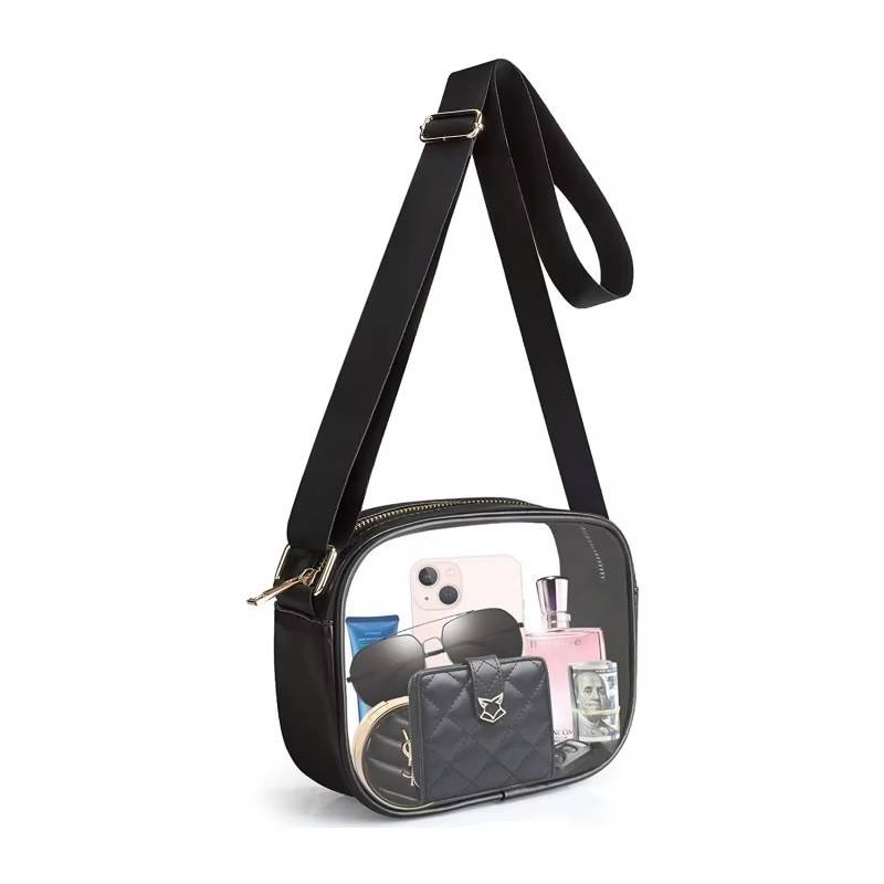 High Quality Transparent PVC Shoulder Bag Fashionable Zipper Security Backpack Coin Storage for Outdoor Travel Stadium Concert