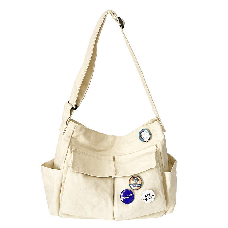 Women's Canvas Crossbody Bag Large Capacity Underarm New Korean Style Men's Trendy Water-Resistant Travel Shoulder Bag