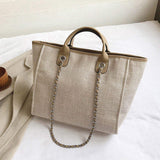 Handbags Shoulder Women Beach Bags Large Capacity Canvas Tote Bag With Chain