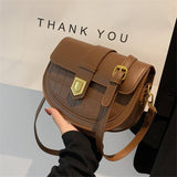Fashion Acrylic Chain Messenger Shoulder Bag Pu Womens Bags Design Stone Saddle Handbags
