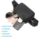 Trendy New Vegan Leather Crossbody Waist Pack Sling Style with Belt and Box Pattern Waist Bags for Travel