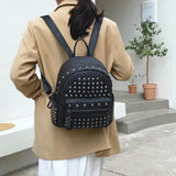 Newest Rivet Ladies Designer Softback Backpacks Leisure Women School Daypack Trendy Knapsack for Teenager Girls