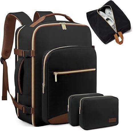 Spot Cross-Border Geometric Color Contrast Multi-Piece Waterproof Polyester Backpack Large Storage Business Travel Luggage Body