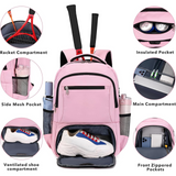 Tennis Backpack Tennis Bag for Women Men Tennis Bag Holds 2 Rackets Badminton Squash Pickleball Paddles Balls