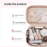 Quilted Feather Waterproof Large Capacity for Toiletry Bag Portable Zipper Cosmetic Organizer with Geometric Pattern Bags