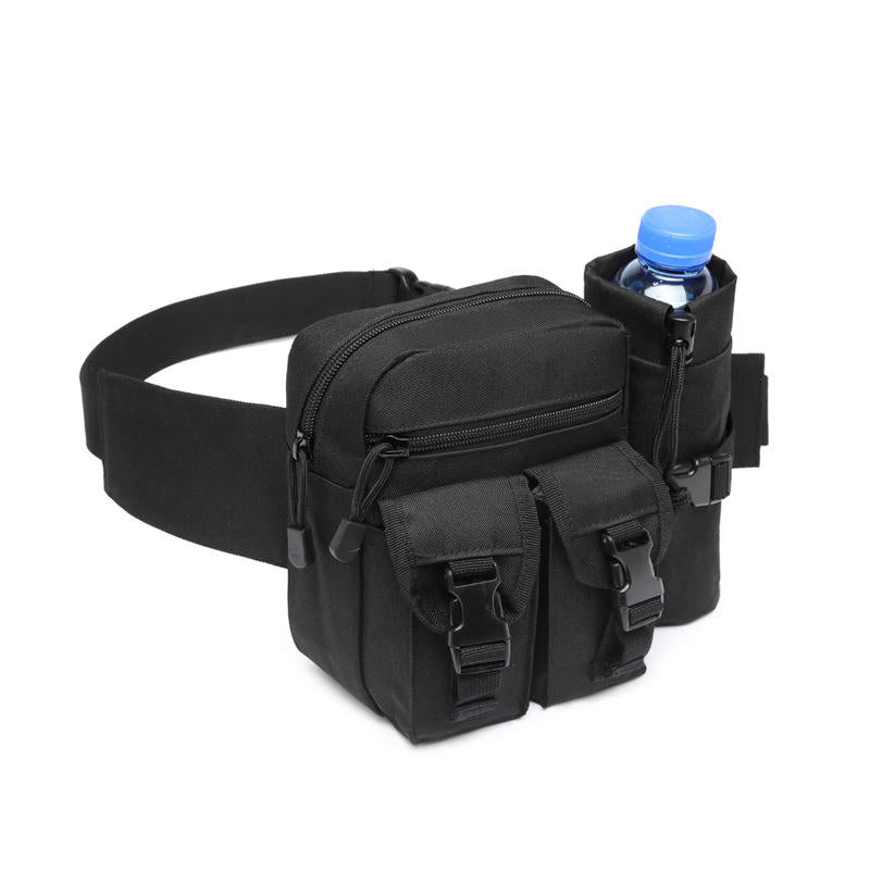 Multi-Functional Polyester Fanny Pack Sport Running Waist Bag Zipper Sling Hip Belt Mesh Water Bottle Holder Pouch