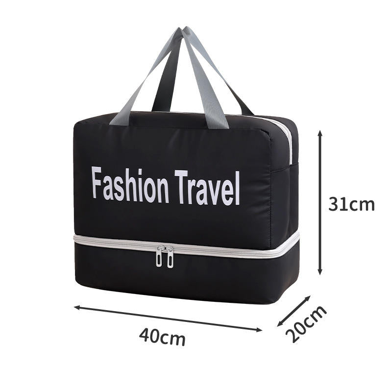 Travel Bag Large Capacity Handheld New Leather Film Swimming Dry Wet Separation Fitness Storage Zipper Geometric Letter