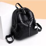 Large-Capacity Pu Leather Fashion Casual Backpack for Ladies Students College Style Travel Bag with Polyester Lining