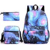 New Starry Sky Three-Piece Student Backpack USB Anti-Theft Waterproof Features for Junior High School Students 3-6 Years Old Bow
