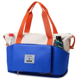 Color Block Foldable Custom Gym Bag Oxford Material Short Distance Business Travel Carry on Dry Wet Bag Zipper Closure Fashion