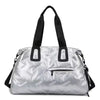 Holographic Quilted Puffer Tote Bag, Lightweight Waterproof Gym & Travel Bag with Large Capacity and Separate Shoe Compartment